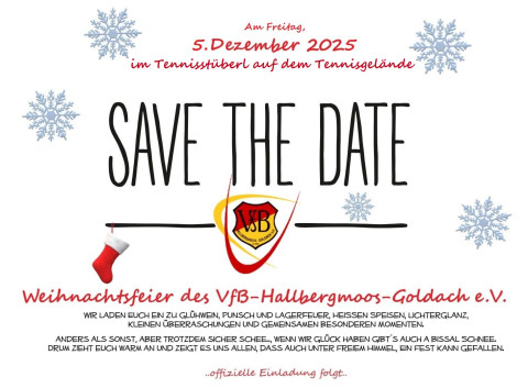 Nicht vergessen! VfB -Weihnachtsfeier  am Freitag 5.12.