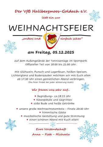 Weihnachtsfeier des VfB Hallbergmoos-Goldach