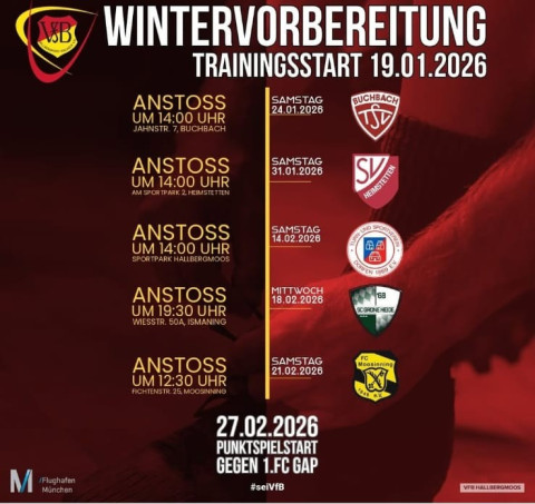 Erste startet  ab 19.1 mit dem Training und Vorbereitungsspielen