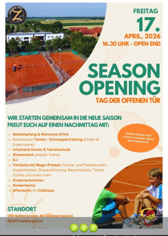 Tennis-Abteilung lädt zum Tag der offenen Tür am 17.4. und am 20.3. zum Tennis-Schnuppertag