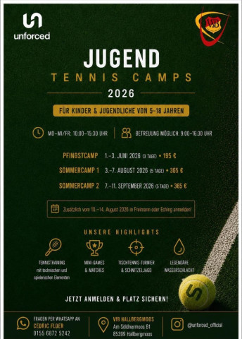 VfB -Tennis-Abteilung bietet mit Trainer Cedric Floer Tennis-Camps für Kinder/Jugendliche und Erwachsene an