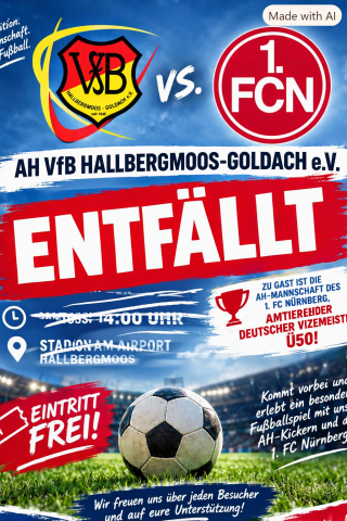 AH- Ü50 Spiel gegen 1.FC Nürnberg fällt aus